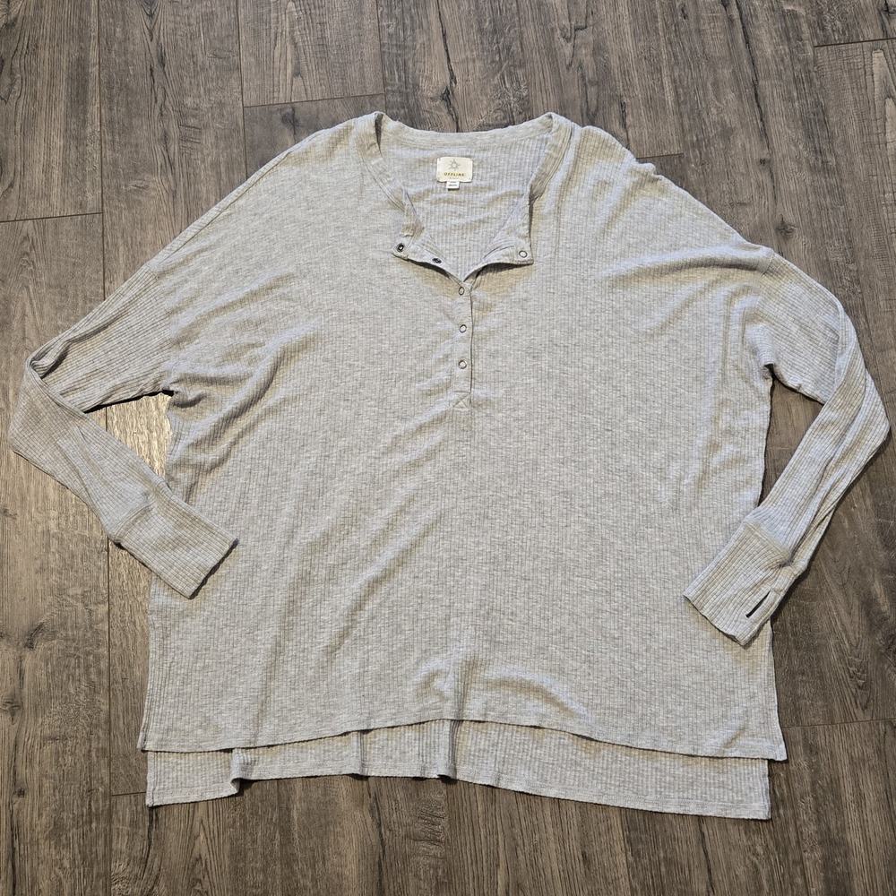 Offline By Aerie Ribbed Top Sz M Long Sleeve Oversized Lightly Distressed